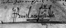 Handtekening van meester Mecke Taekema, advocaat van het hof van Vrieslande.